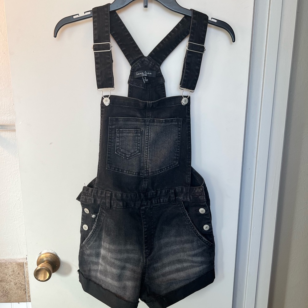 Love Tree black denim overall shorts